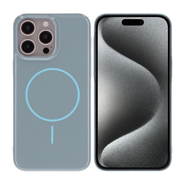 iPhone 15 Pro Max Kuori TPU MagSafe Kiiltävä Sininen