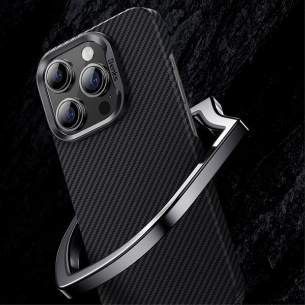 Benks iPhone 15 Pro Max Kuori MagSafe Kevlar Musta