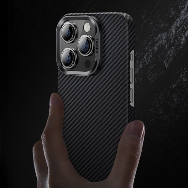 Benks iPhone 15 Pro Max Kuori MagSafe Kevlar Musta