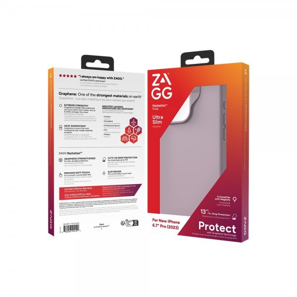 ZAGG iPhone 15 Pro Max Kuori Manhattan Snap Lavender