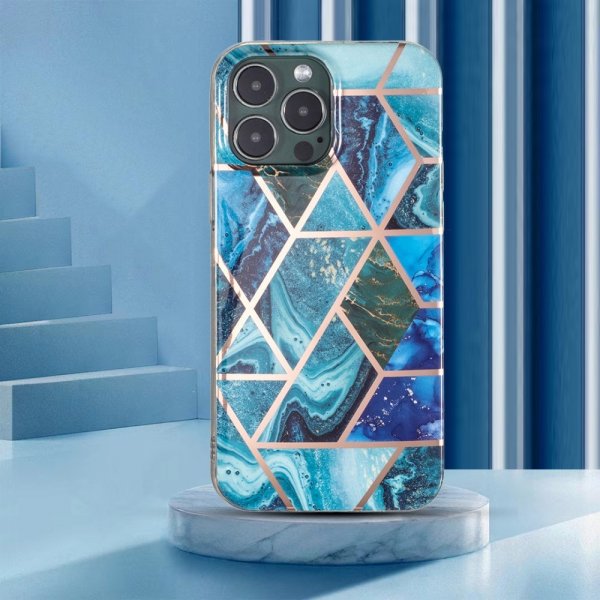 iPhone 15 Pro Max Kuori Marmorikuvio Sininen Vihreä