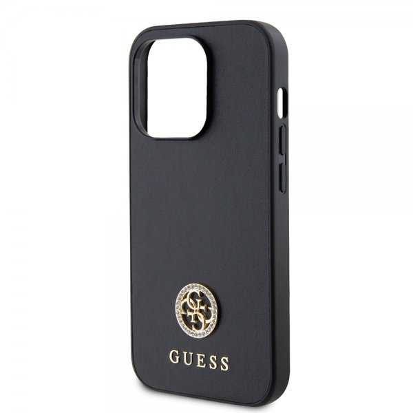 Guess iPhone 15 Pro Max Kuori Metal Logo Strass Musta