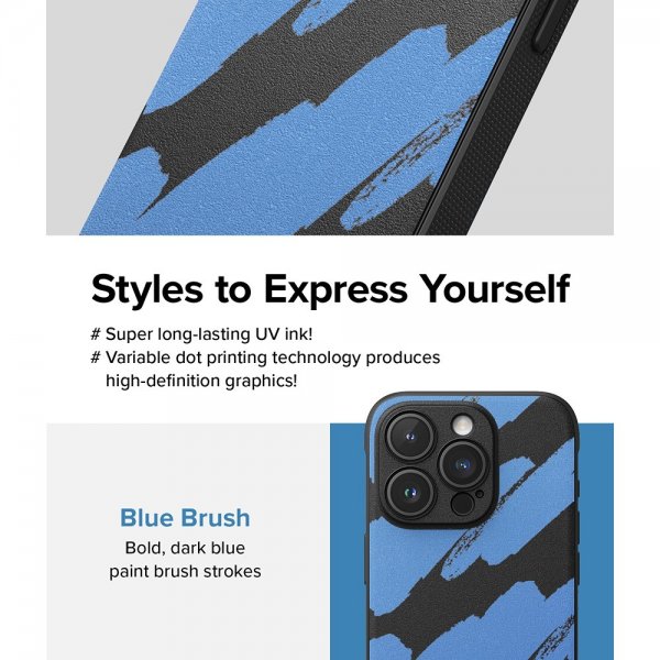 Ringke iPhone 15 Pro Max Kuori Onyx Design Blue Brush