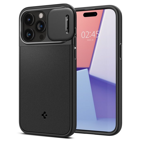 Spigen iPhone 15 Pro Max -suojakuori Optik Armor MagFit Musta