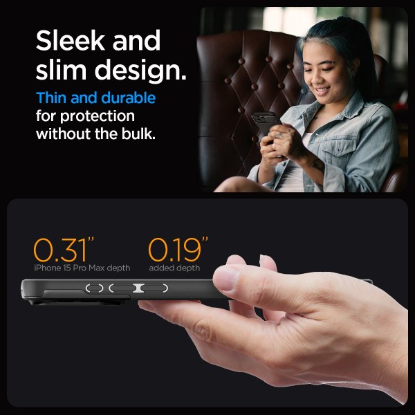 Spigen iPhone 15 Pro Max -suojakuori Optik Armor MagFit Musta