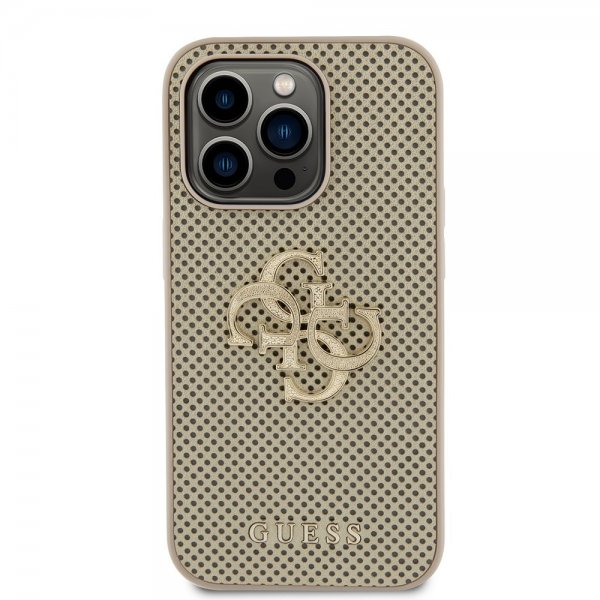 Guess iPhone 15 Pro Max Kuori Perforated Glitter Kulta
