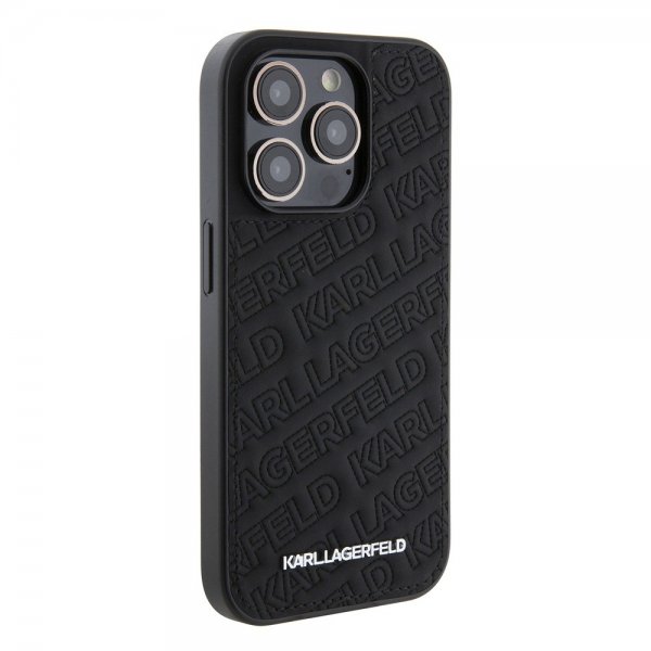 Karl Lagerfeld iPhone 15 Pro Max Kuori Quilted K Pattern Musta