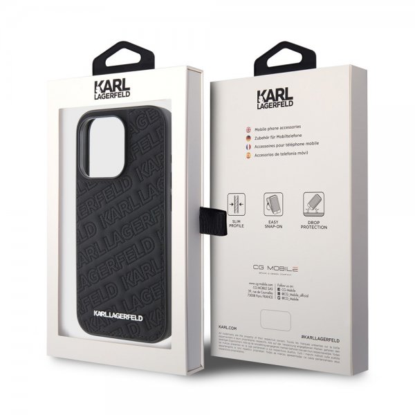 Karl Lagerfeld iPhone 15 Pro Max Kuori Quilted K Pattern Musta