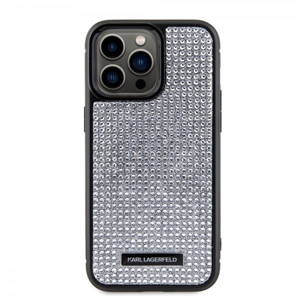 Karl Lagerfeld iPhone 15 Pro Max Kuori Rhinestone Silver
