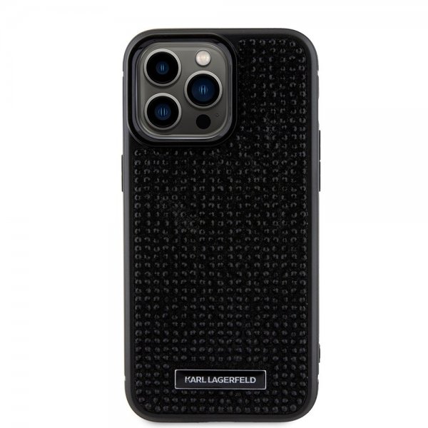 Karl Lagerfeld iPhone 15 Pro Max Kuori Rhinestone Musta