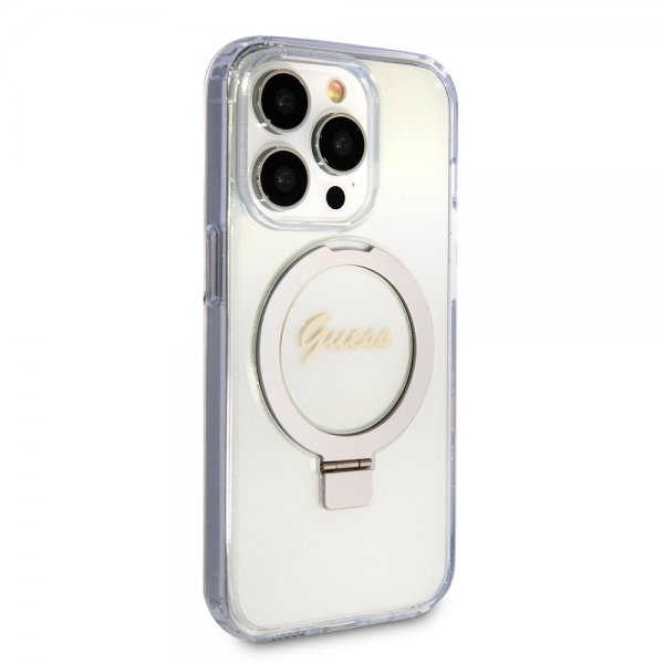 Guess iPhone 15 Pro Max Kuori Sormusteline Glitter MagSafe Läpinäkyvä