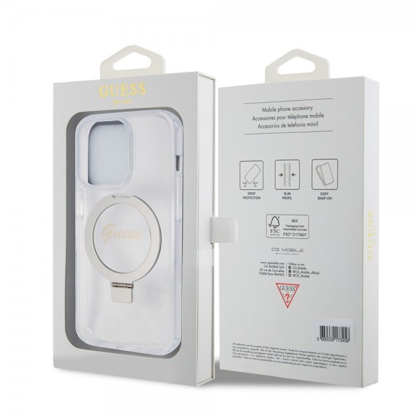Guess iPhone 15 Pro Max Kuori Sormusteline Glitter MagSafe Läpinäkyvä