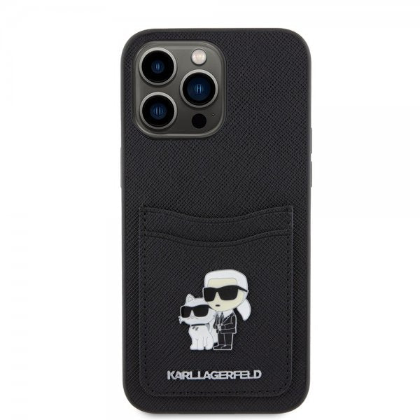 Karl Lagerfeld iPhone 15 Pro Max Saffiano Double Cardslot Musta