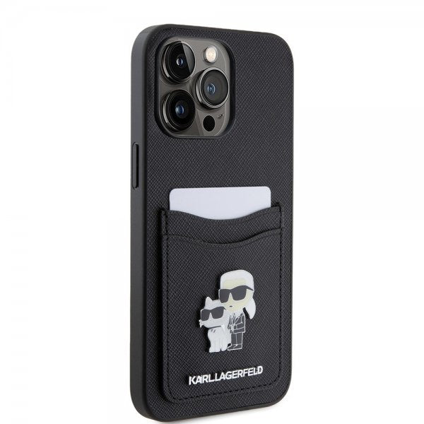 Karl Lagerfeld iPhone 15 Pro Max Saffiano Double Cardslot Musta