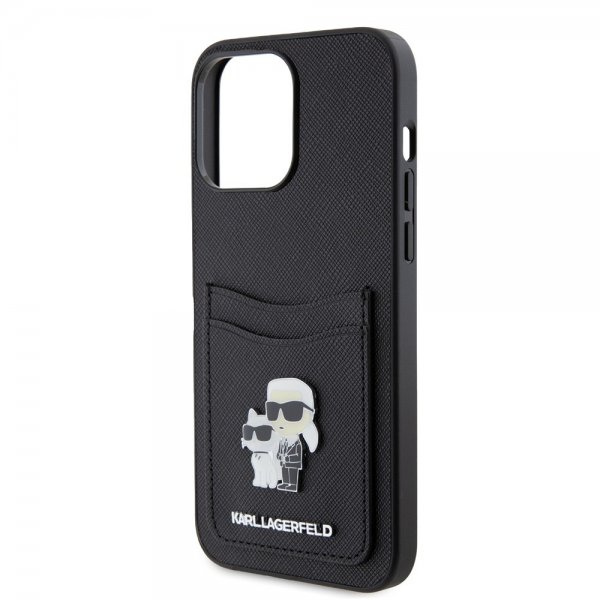 Karl Lagerfeld iPhone 15 Pro Max Saffiano Double Cardslot Musta