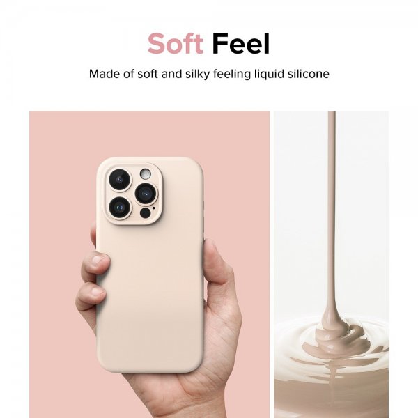 Ringke iPhone 15 Pro Max Kuori Silicone Magnetic Pink Sand