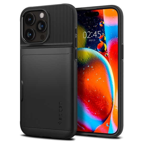 Spigen iPhone 15 Pro Max Kuori Slim Armor CS Musta