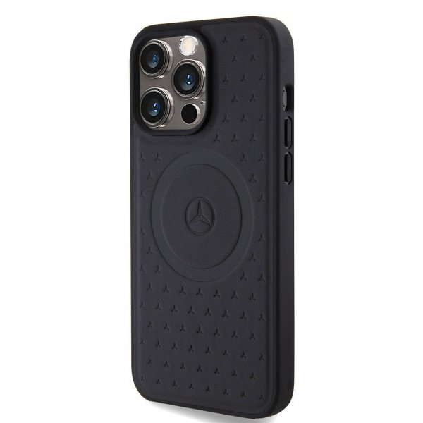 Mercedes Benz iPhone 15 Pro Max Kuori Star Pattern MagSafe Musta