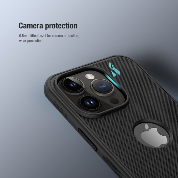 Nillkin iPhone 15 Pro Max Kuori Super Frosted Shield Pro Logoaukko Musta