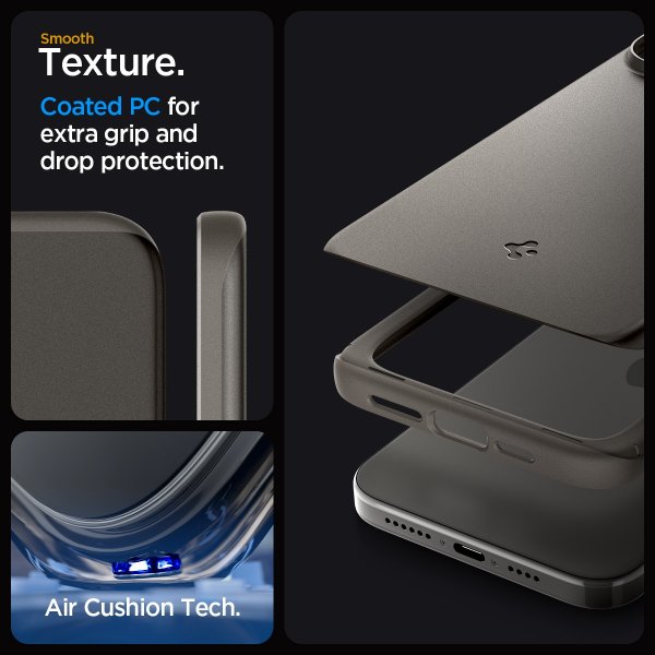Spigen iPhone 15 Pro Max Thin Fit -suojakuori, Gunmetal