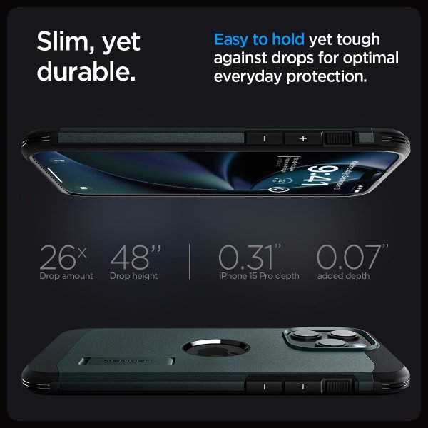 Spigen iPhone 15 Pro Max Kuori Tough Armor MagFit Abyss Green