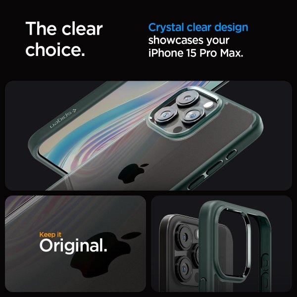 Spigen iPhone 15 Pro Max -suojakuori Ultra Hybrid Abyss Green