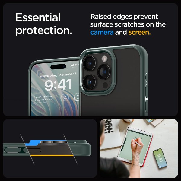 Spigen iPhone 15 Pro Max -suojakuori Ultra Hybrid Abyss Green