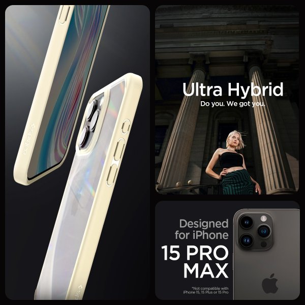 Spigen iPhone 15 Pro Max -suojakuori, Ultra Hybrid Mute Beige