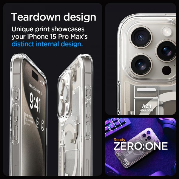 Spigen iPhone 15 Pro Max Kuori Ultra Hybrid Zero One MagFit Natural Titanium