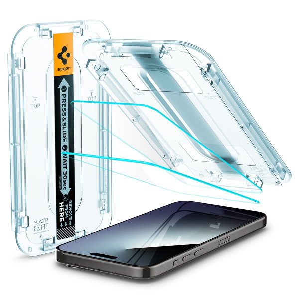 Spigen iPhone 15 Pro Max Näytönsuoja GLAS.tR EZ Fit 2-pakkaus