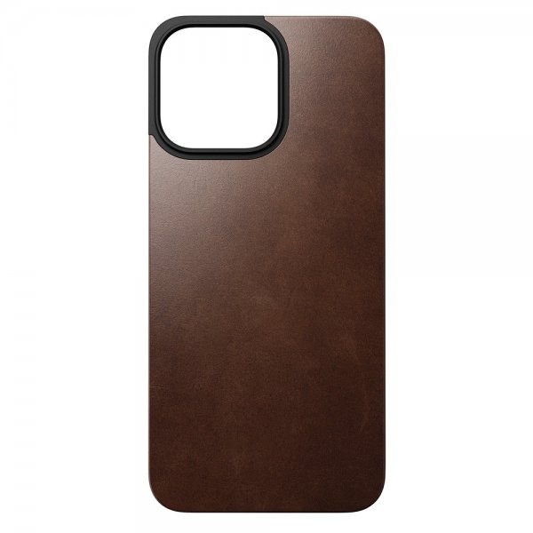 Nomad iPhone 15 Pro Max Skin Magnetic nahkainen takakansi, Horween Rustic Brown