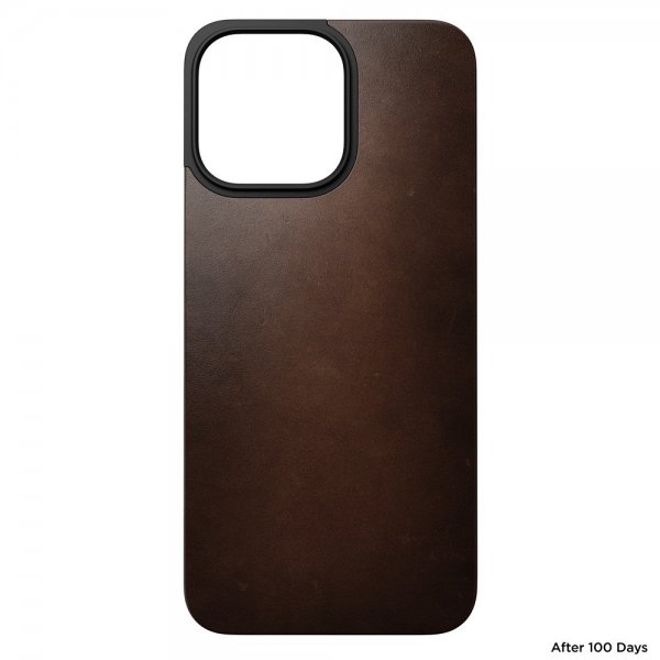 Nomad iPhone 15 Pro Max Skin Magnetic nahkainen takakansi, Horween Rustic Brown