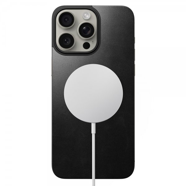 Nomad iPhone 15 Pro Max Skin Magnetic nahkainen takakansi Horween Musta