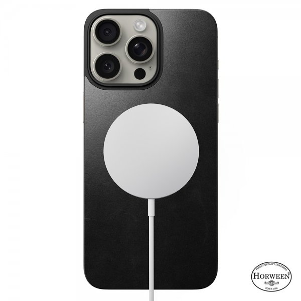Nomad iPhone 15 Pro Max Skin Magnetic nahkainen takakansi Horween Musta