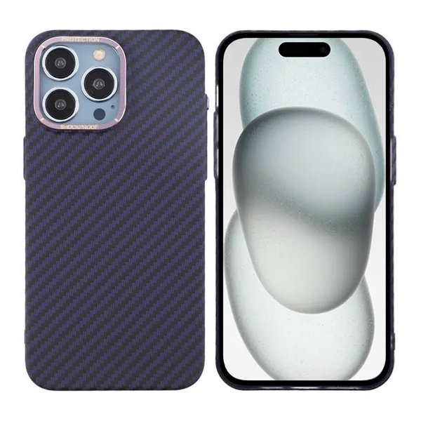 iPhone 15 Pro Kuori Hiilikuitukuvio Violetti