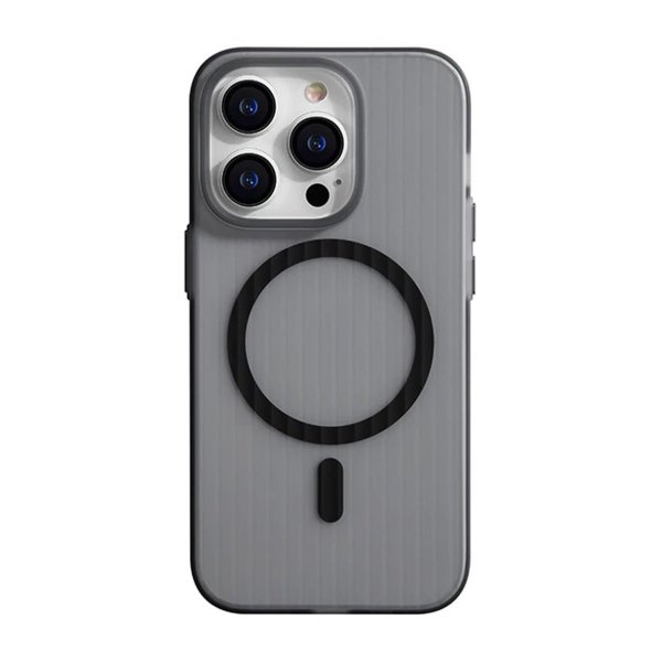 iPhone 15 Pro -kuori, aallotettu, MagSafe, harmaa