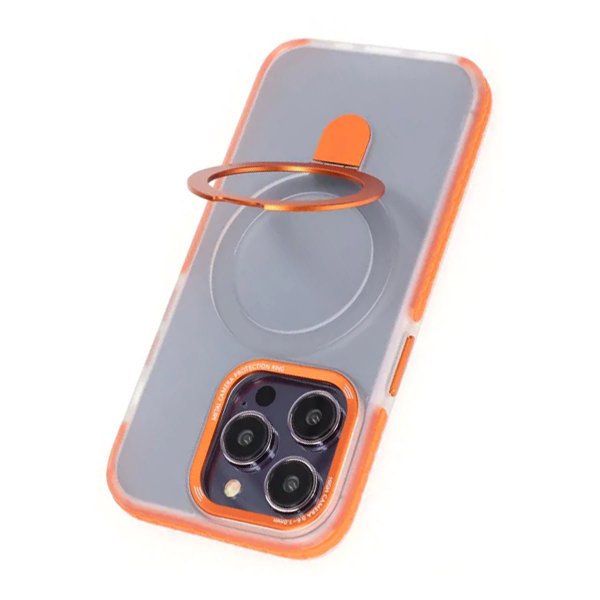 iPhone 15 Pro MagSafe-suojakuori taitettavalla jalustalla oranssi