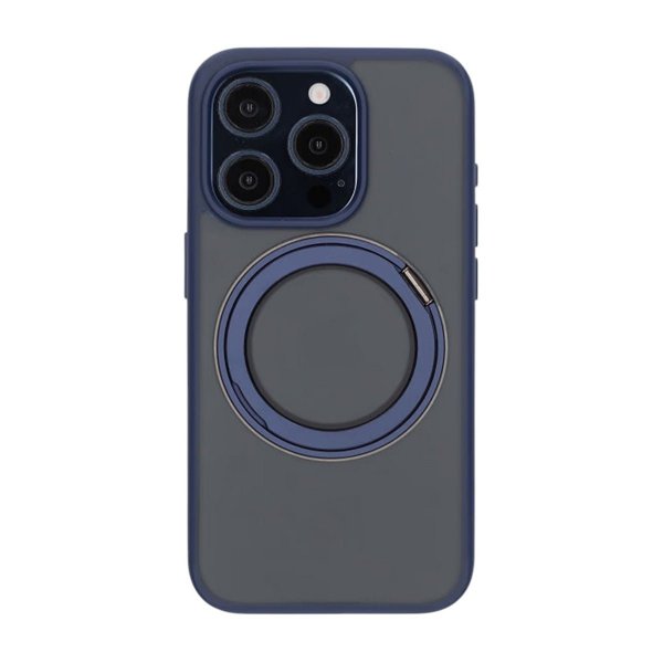 iPhone 15 Pro -suojakuori, jossa pyörivä MagSafe-jalusta, sininen
