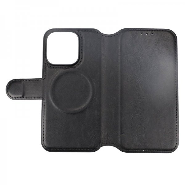 Rvelon iPhone 15 Pro -suojakuori, 4 korttipaikkaa, MagSafe, musta
