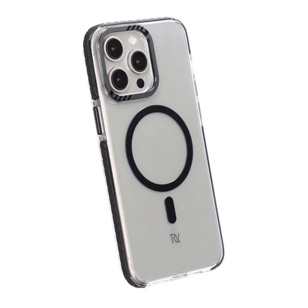 Rvelon iPhone 15 Pro Kuori TPU MagSafe Musta Läpinäkyvä