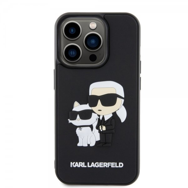 Karl Lagerfeld iPhone 15 Pro -suojakuori 3D Rubber Karl & Choupette musta