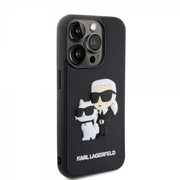 Karl Lagerfeld iPhone 15 Pro -suojakuori 3D Rubber Karl & Choupette musta