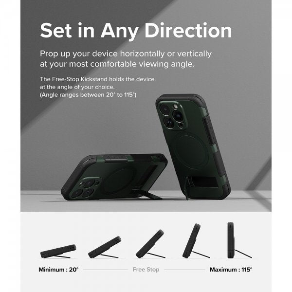 Ringke iPhone 15 Pro -suojakuori Alles MagSafe, tummanvihreä