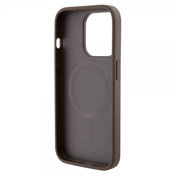 Guess iPhone 15 Pro kuoret Bottom Stripe MagSafe ruskea
