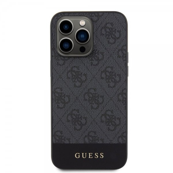 Guess iPhone 15 Pro Kuori Bottom Stripe MagSafe Musta