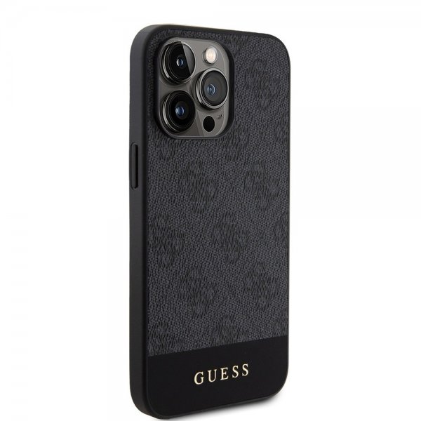 Guess iPhone 15 Pro Kuori Bottom Stripe MagSafe Musta