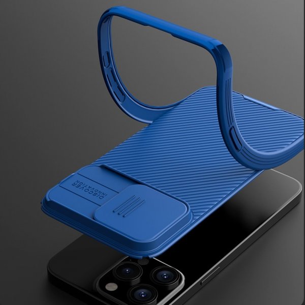 Nillkin iPhone 15 Pro -suojakuori CamShield MagSafe sininen