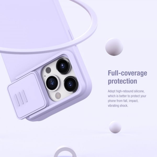 Nillkin iPhone 15 Pro -suojakuori, CamShield Silky, harmaa