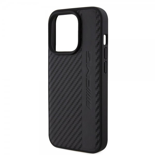 Mercedes Benz iPhone 15 Pro Kuori Hiilikuituvaikutelma Nahkaremmi AMG Musta