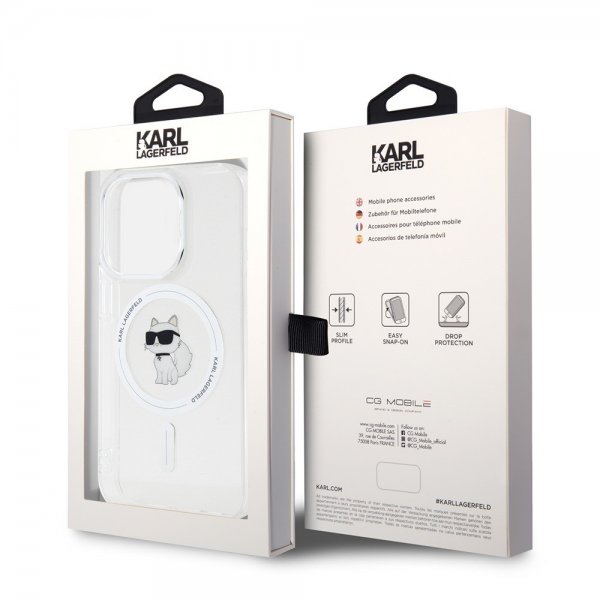 Karl Lagerfeld iPhone 15 Pro -kuori Choupette MagSafe Transparent